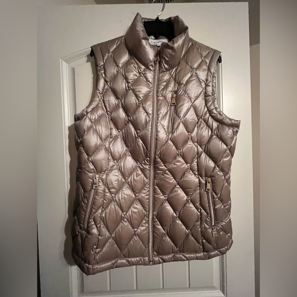 Calvin Klein Women's Shiny Quilted Vest - Brown